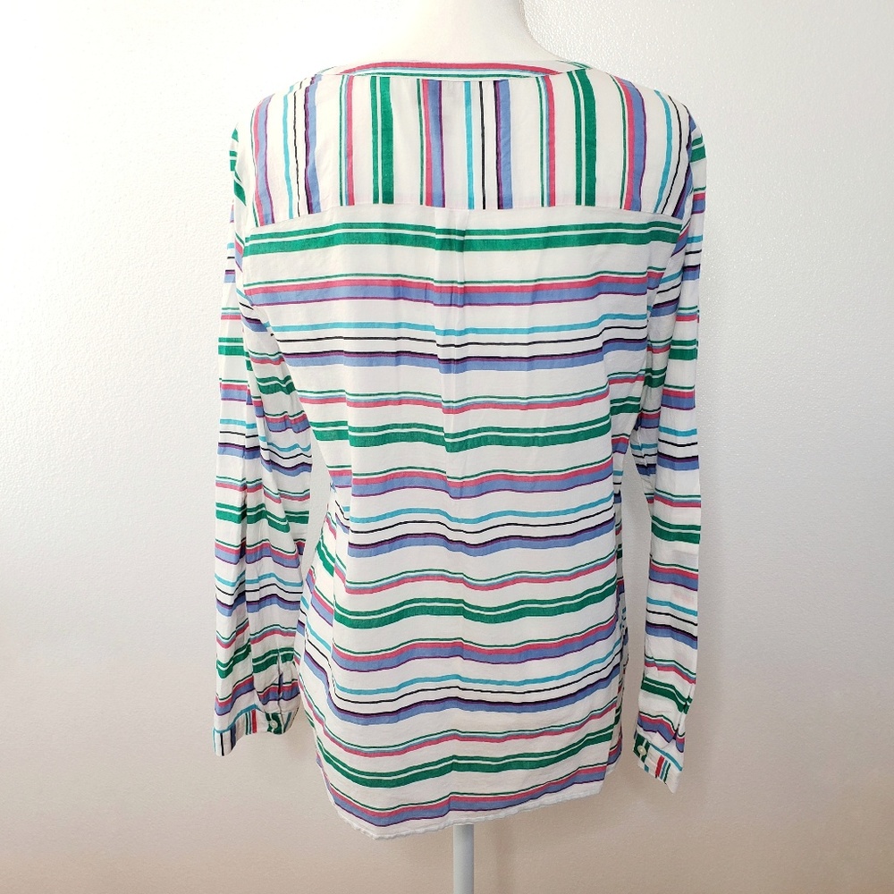 -Loft White Split Neck Tunic Stripes - image 3